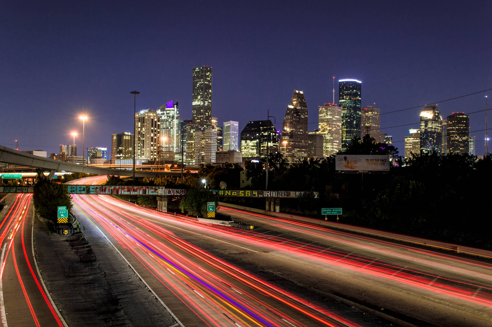 Houston Texas Skyline At Night Background