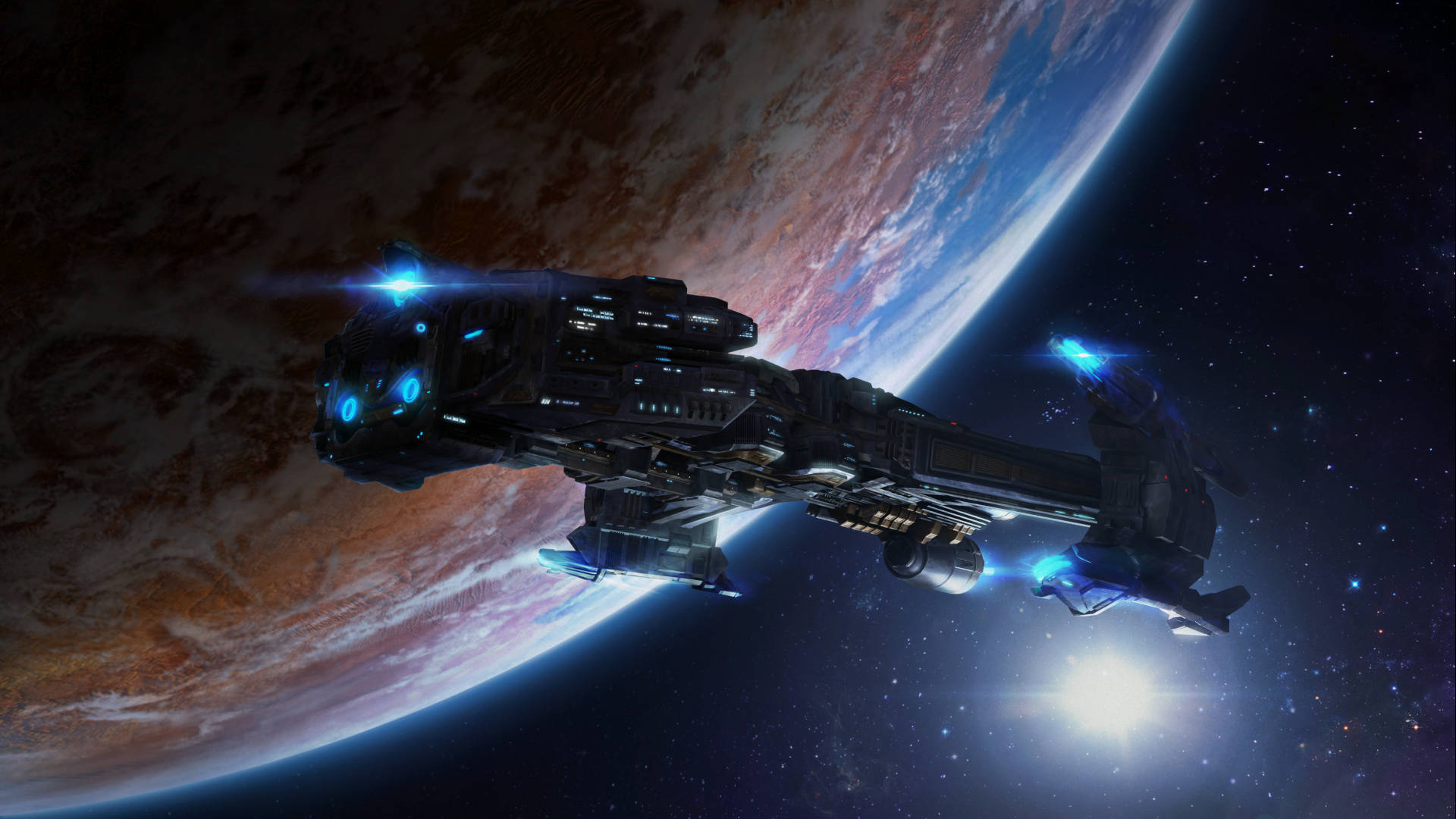 Hovering Battle Cruiser Starcraft Background