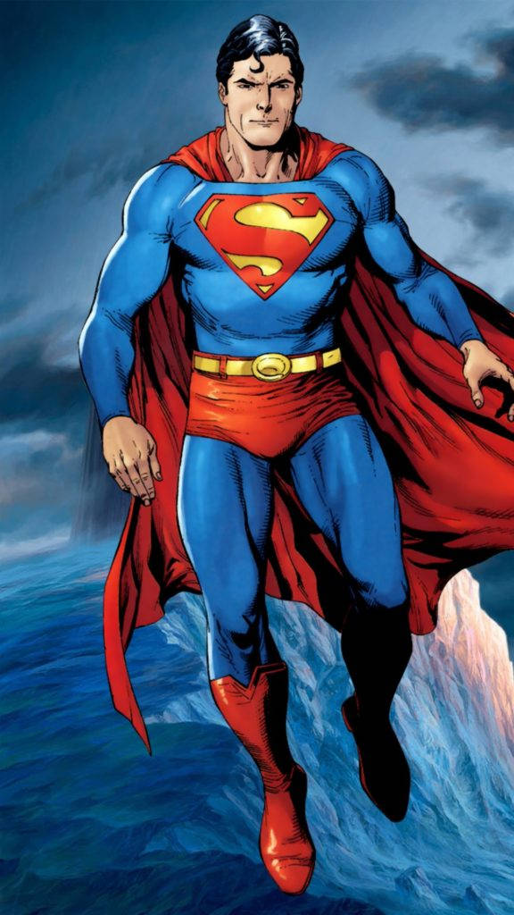 Hovering Comic Superman Iphone Background