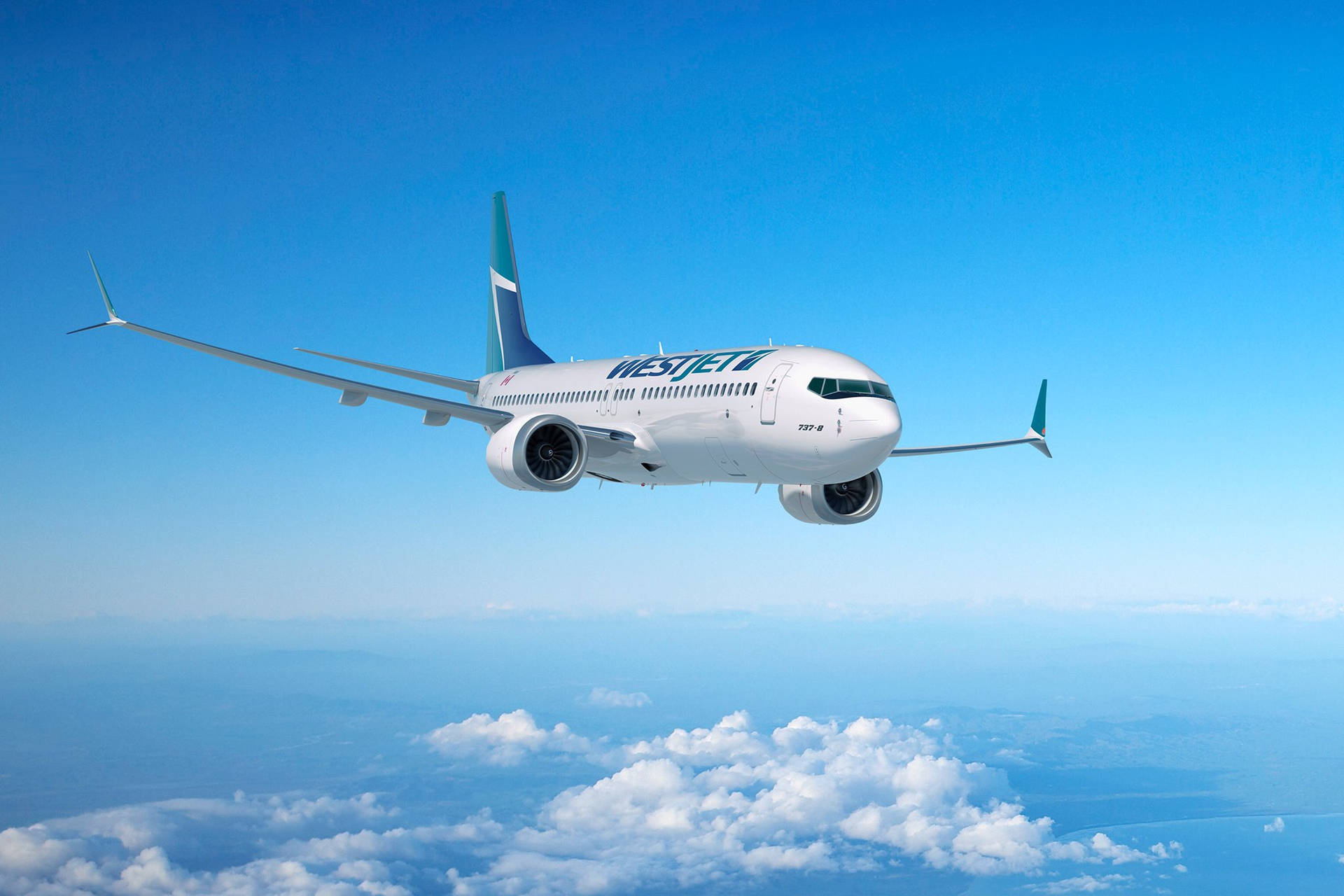 Hovering Westjet Airline Plane Background