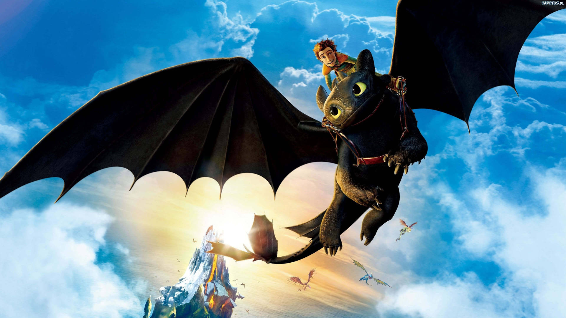 How To Train Your Dragon Over The Clouds Background