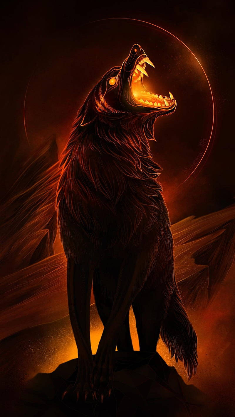 Howling Black Wolf