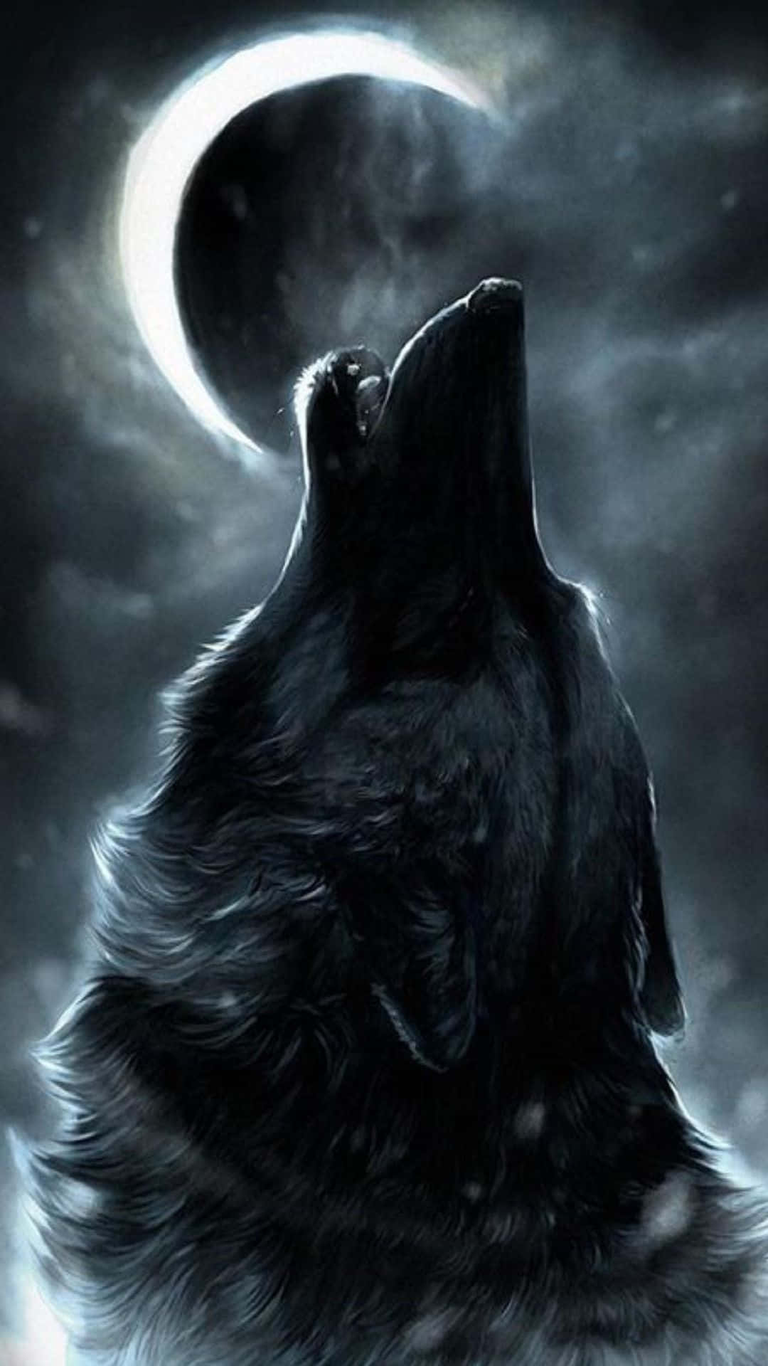 Howling Epic Wolves With Eclipse Background