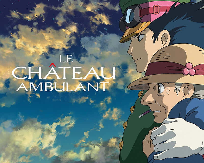 Howls Moving Castle Characters Sky Backdrop