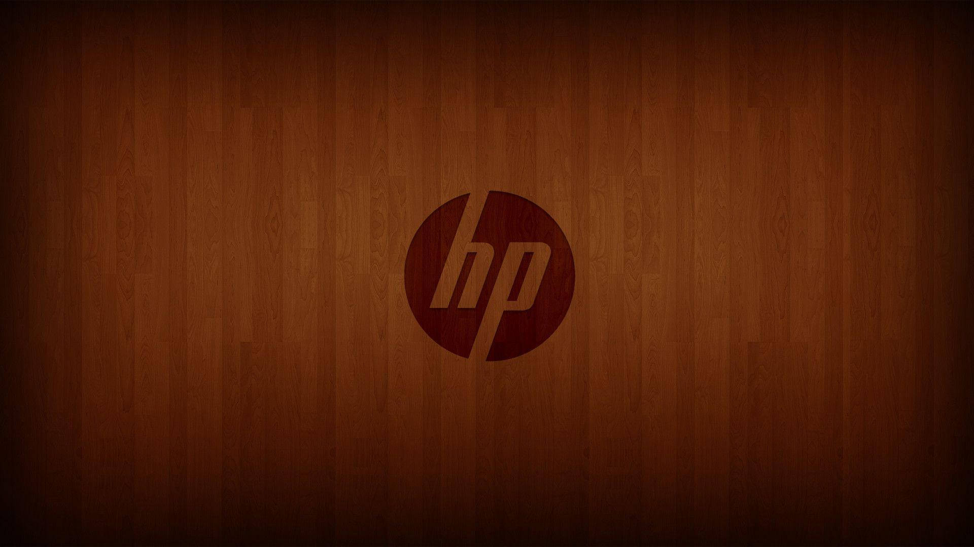 Hp Logo In Vintage Wood Background