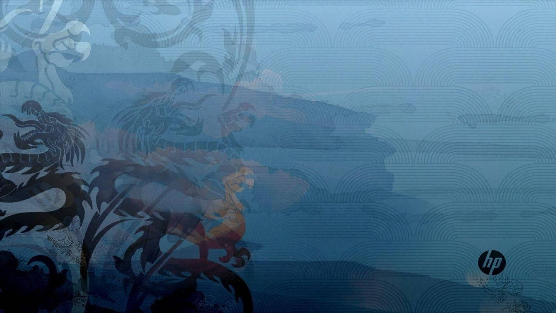 Hp Oriental Blue Dragon Design Background