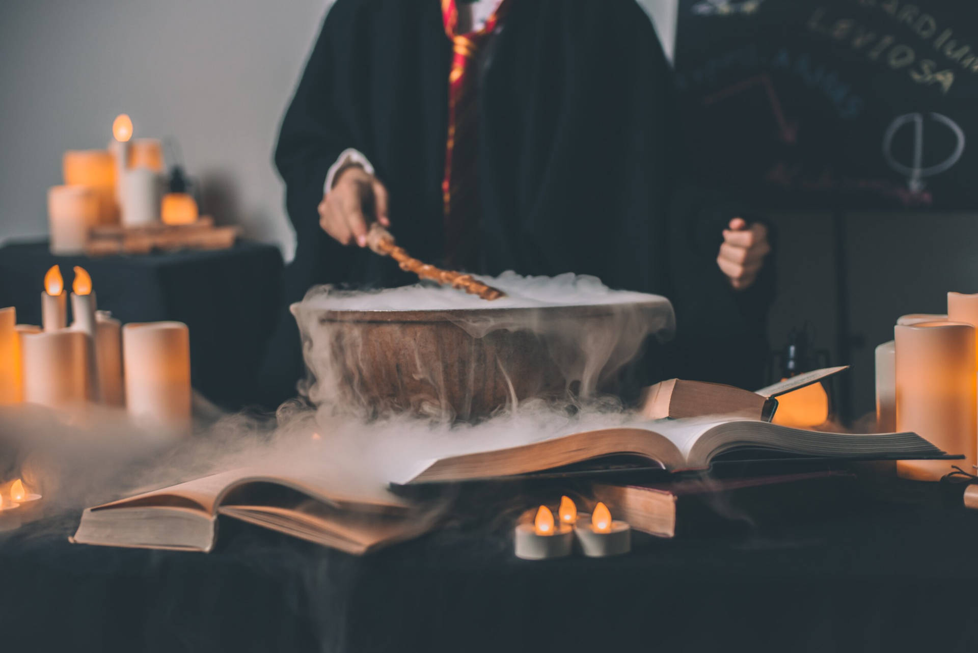 Hp Wizard Mixing Potions In Aesthetic Photo Background