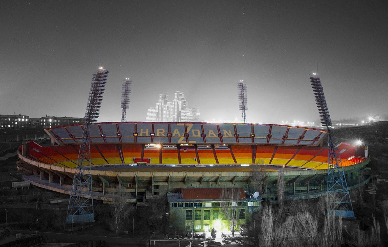 Hrazdan Central Stadium In Yerevan Background