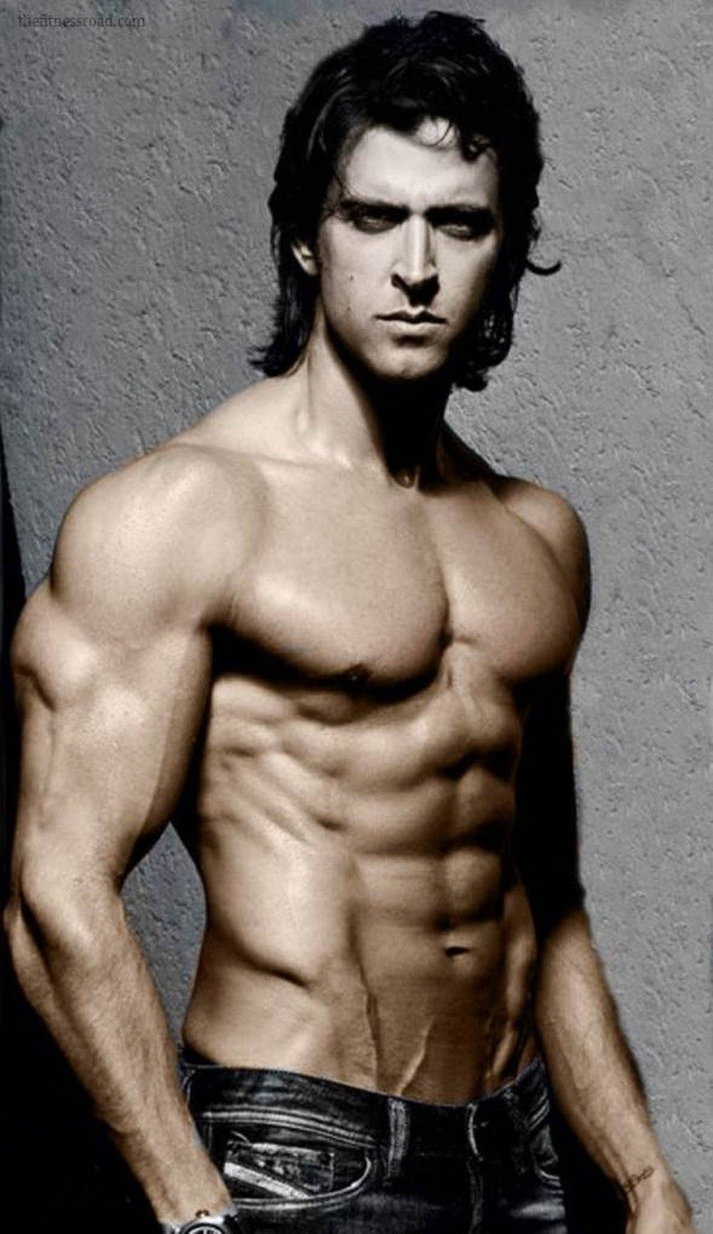 Hrithik Roshan Body Gray Aesthetic Background