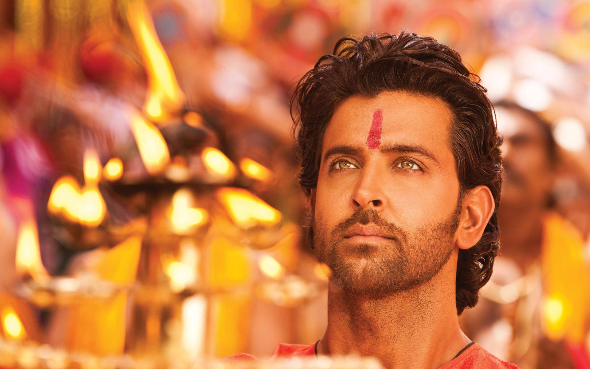 Hrithik Roshan Red Paint On Forehead Background