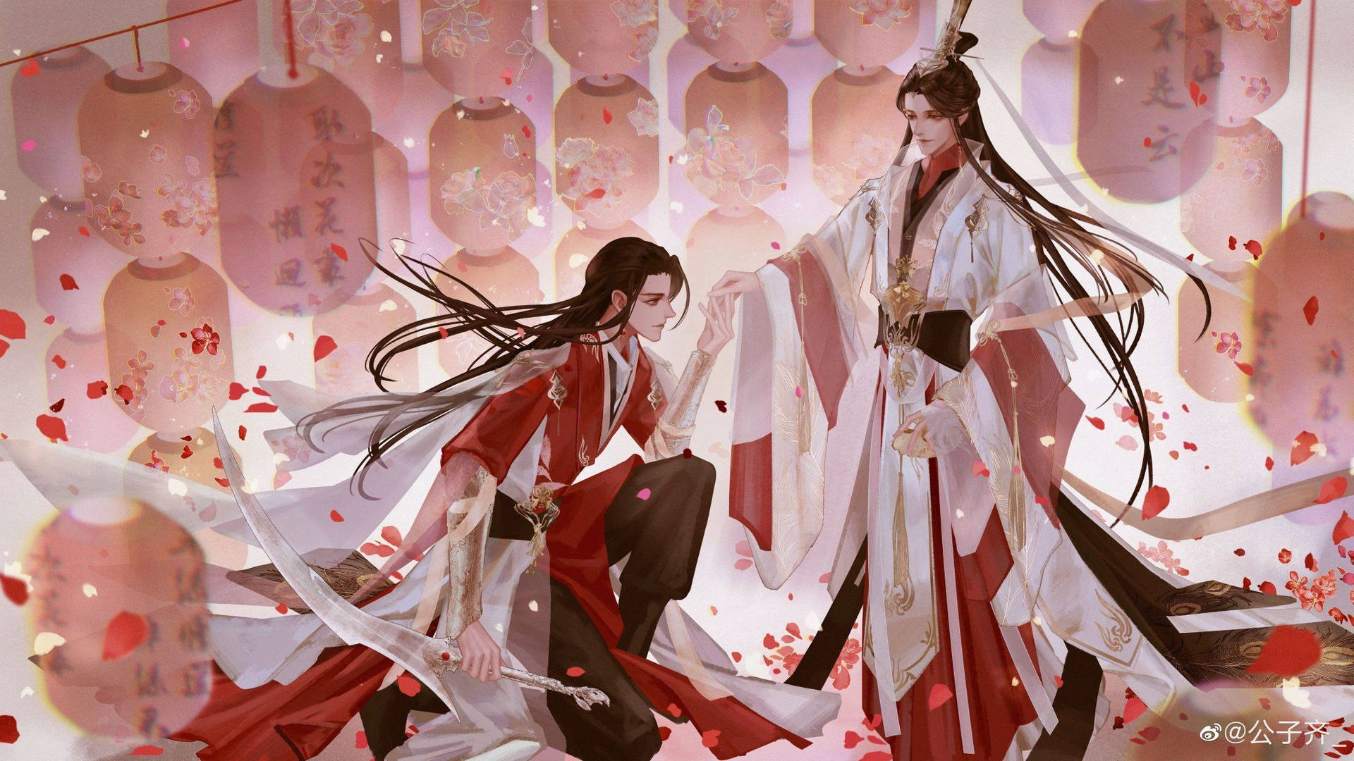 Hua Cheng Bowing To Xie Lian Background