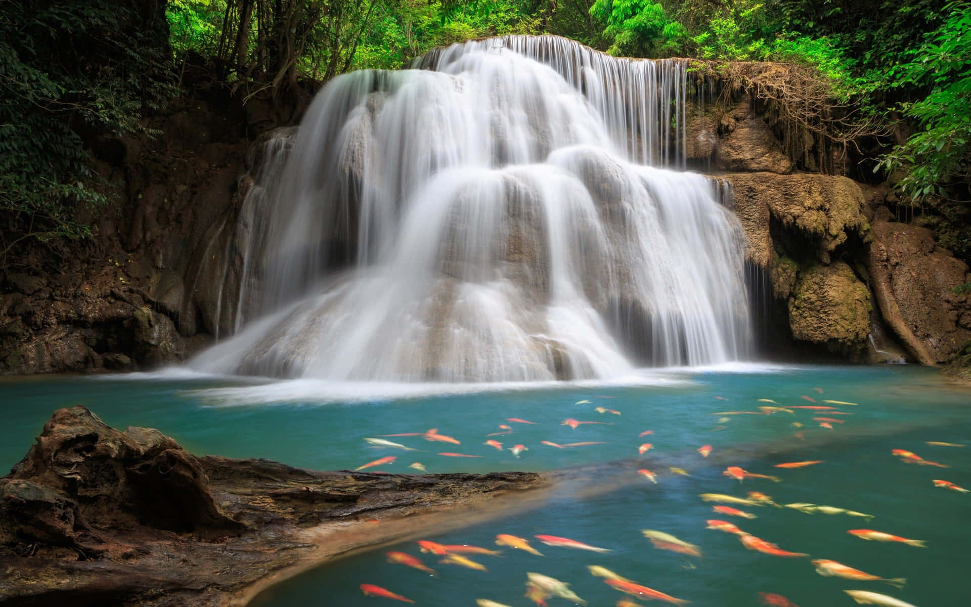 Huai Mae Khamin Thailand Waterfall Desktop Background