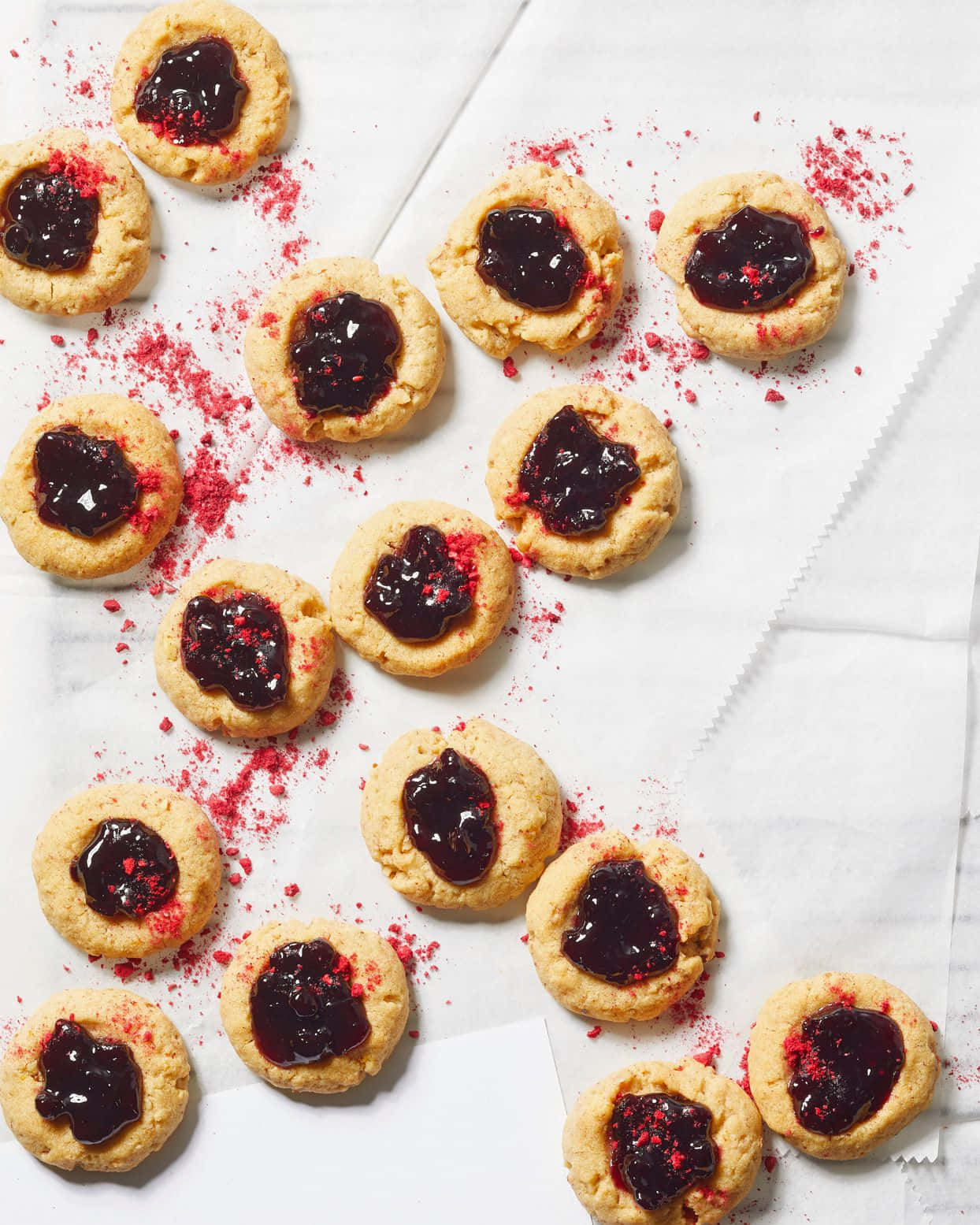 Huckleberry Jam Thumbprint Cookies Background