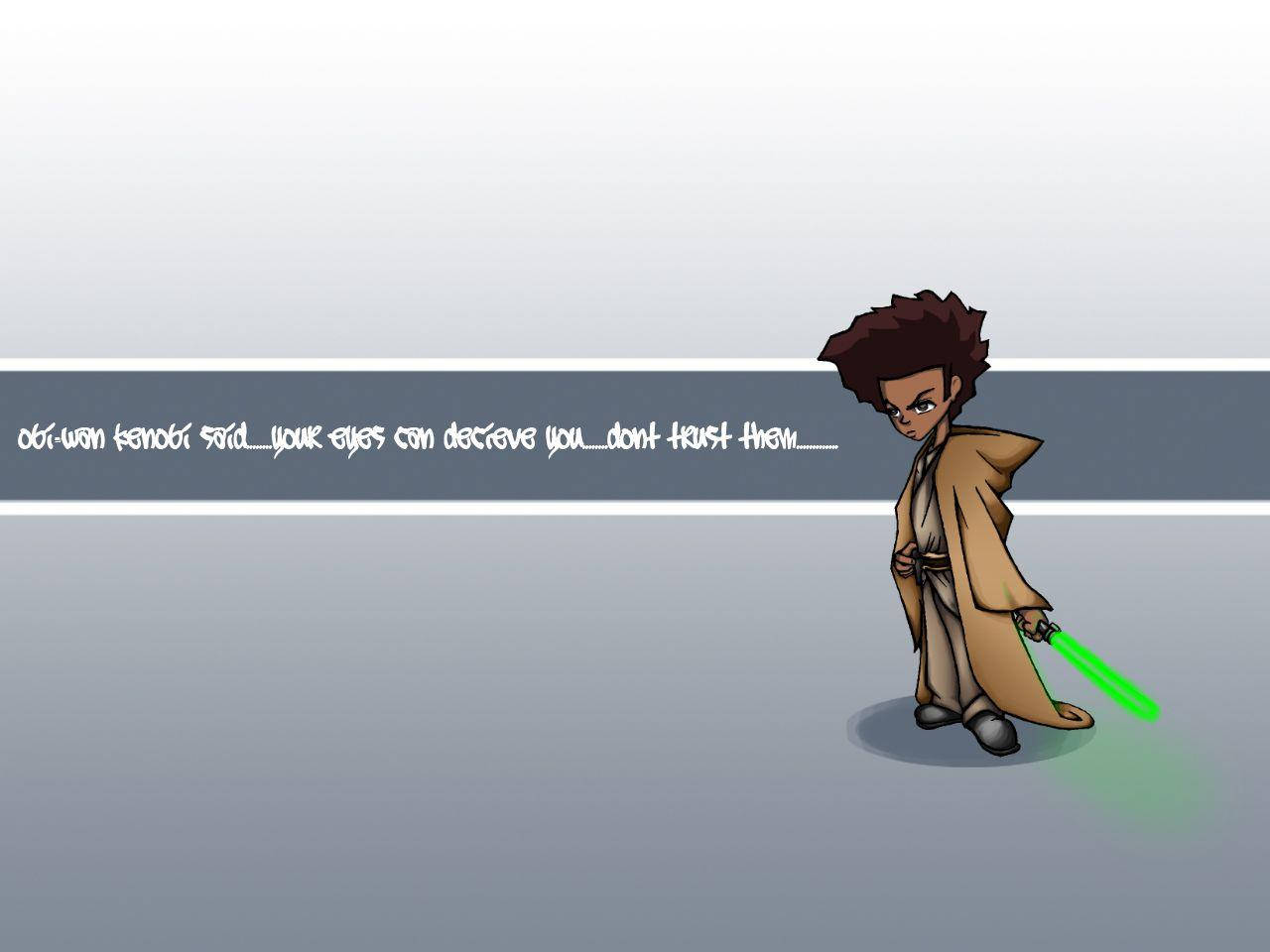 Huey Freeman Stands Tall In His Own Power. Background