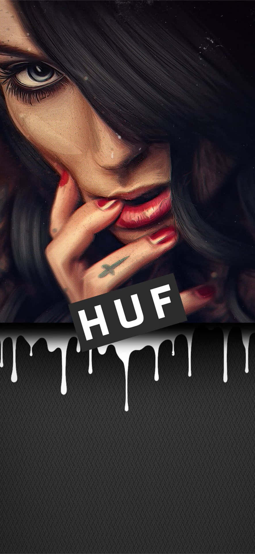 Huf - A Woman With Black Hair And A Black Background Background