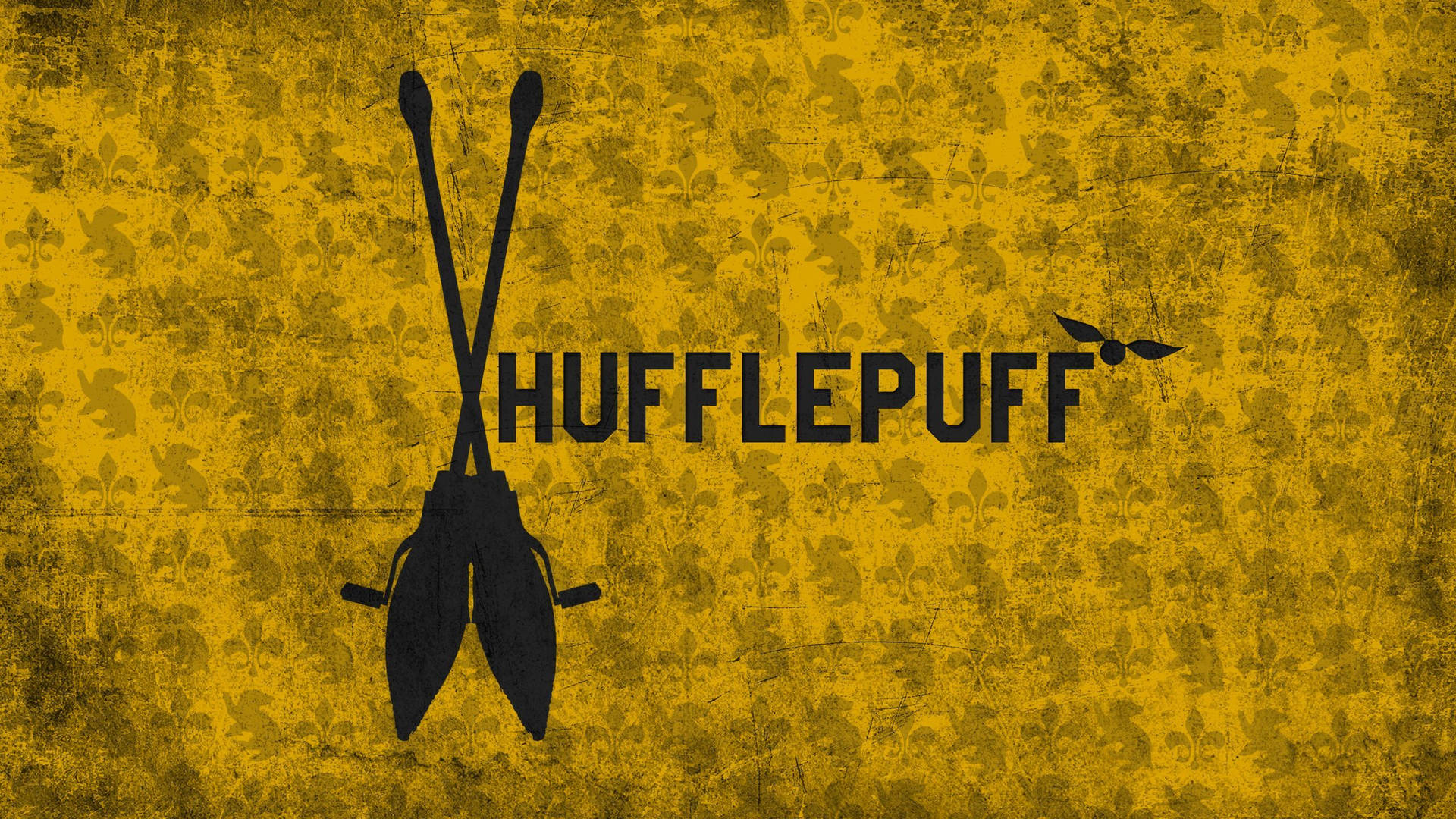 Hufflepuff Broomsticks In Black Background