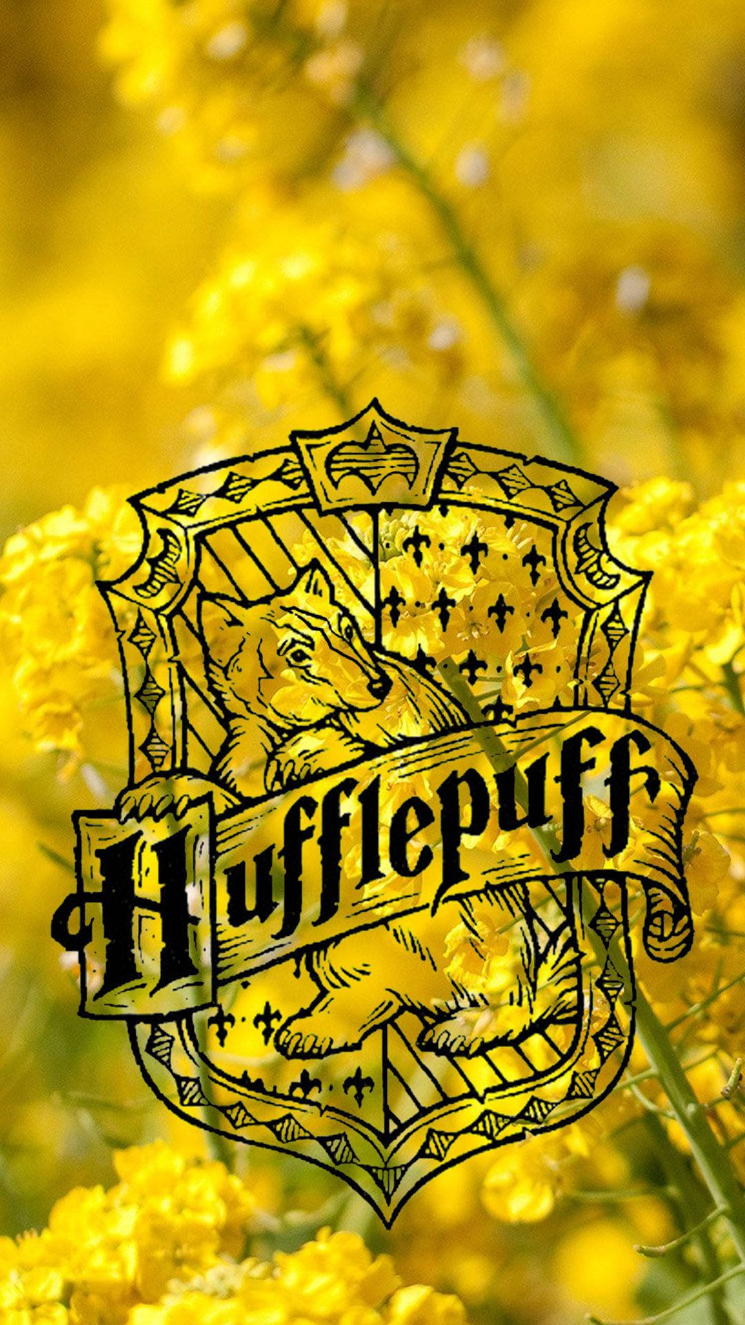 Hufflepuff Logo Yellow Flowers Background
