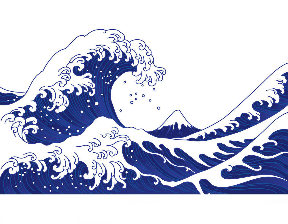 Huge Blue Japanese Waves