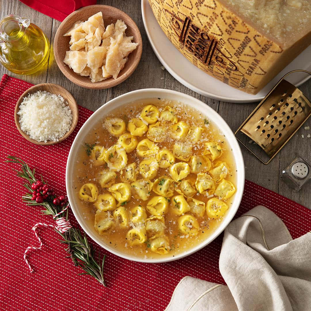 Huge Bowl Of Tortellini In Brodo Background