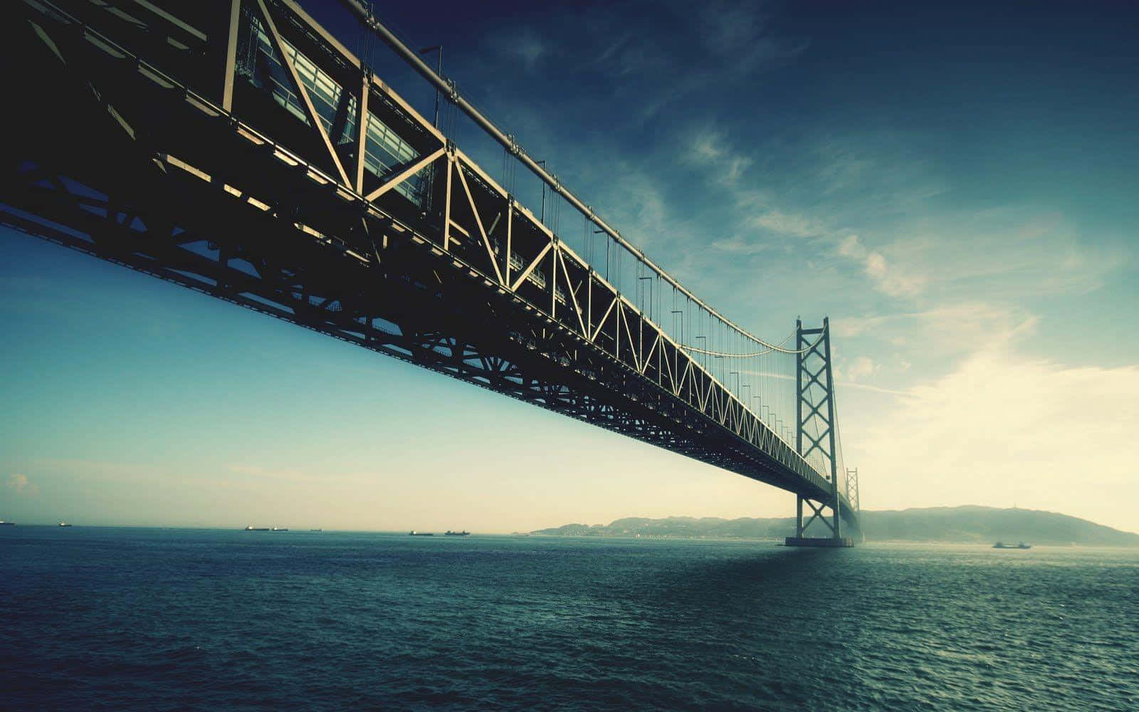 Huge Bridge Over Water Background
