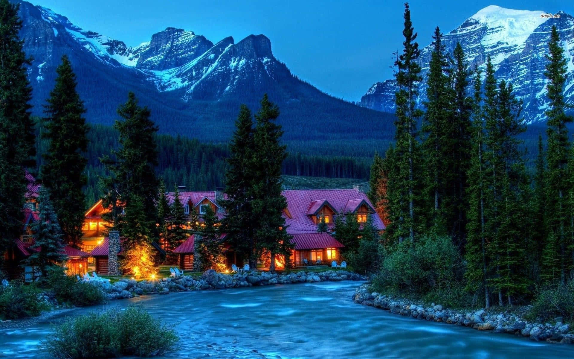 Huge Cabin By The River Background