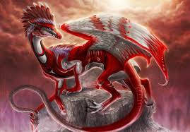 Huge Feathered Red Dragon Background