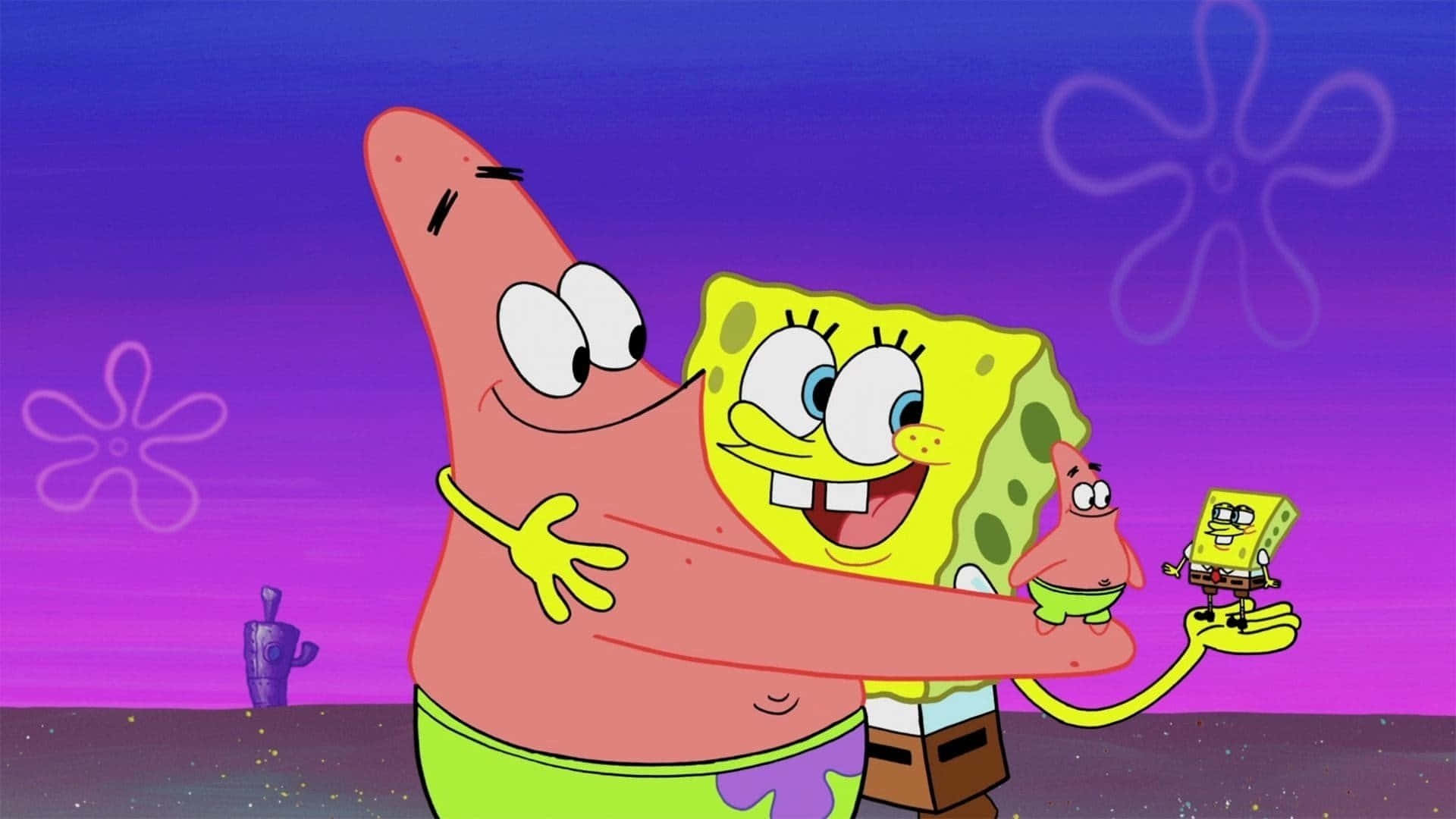 Hugging Aesthetic Spongebob Desktop Background