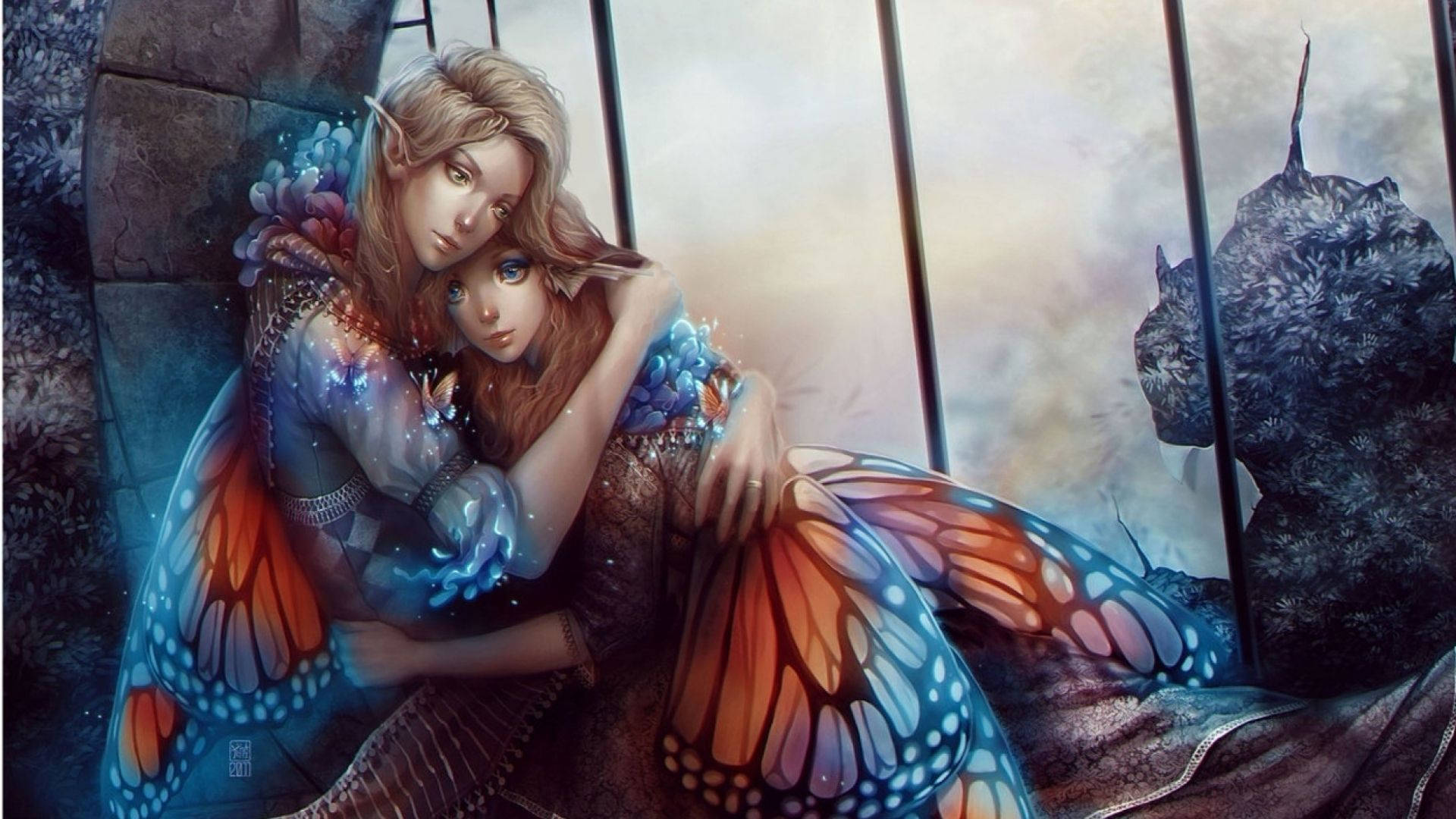Hugging Fairies Aesthetic Background