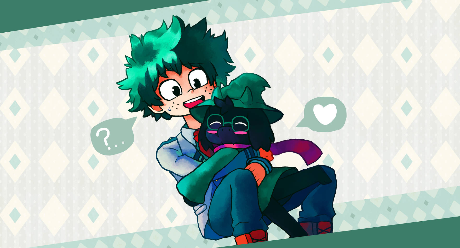 Hugging Izuku Midoriya 4k Background