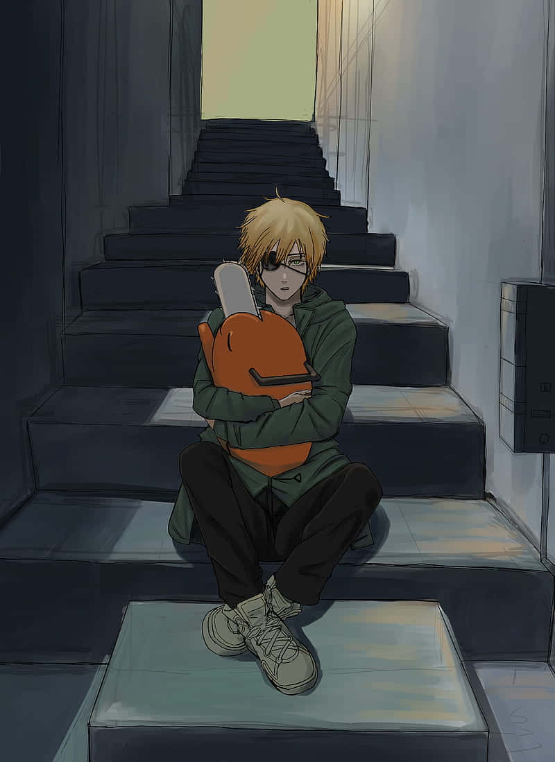 Hugging Pochita Chainsaw Man Pfp Background