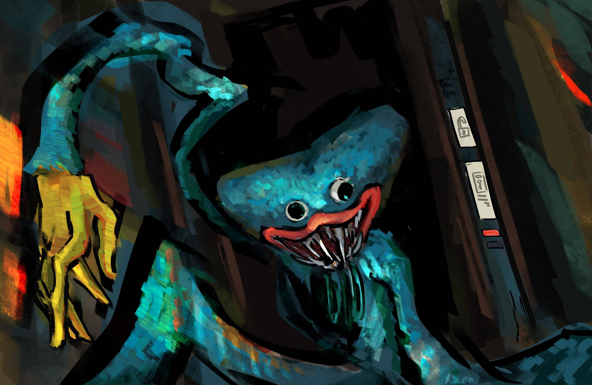 Huggy Wuggy Creepy Painting