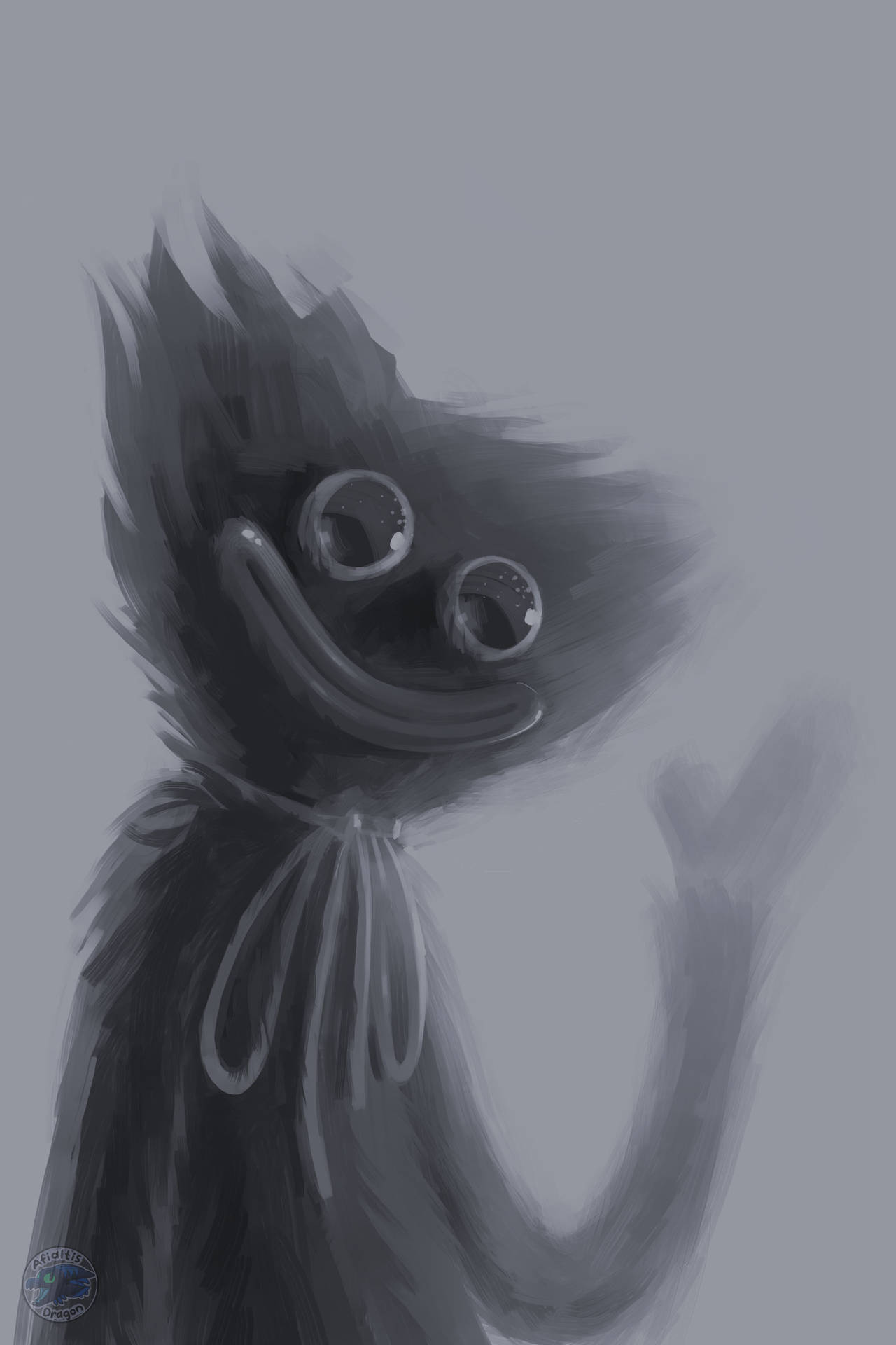 Huggy Wuggy Grayscale Digital Art Background