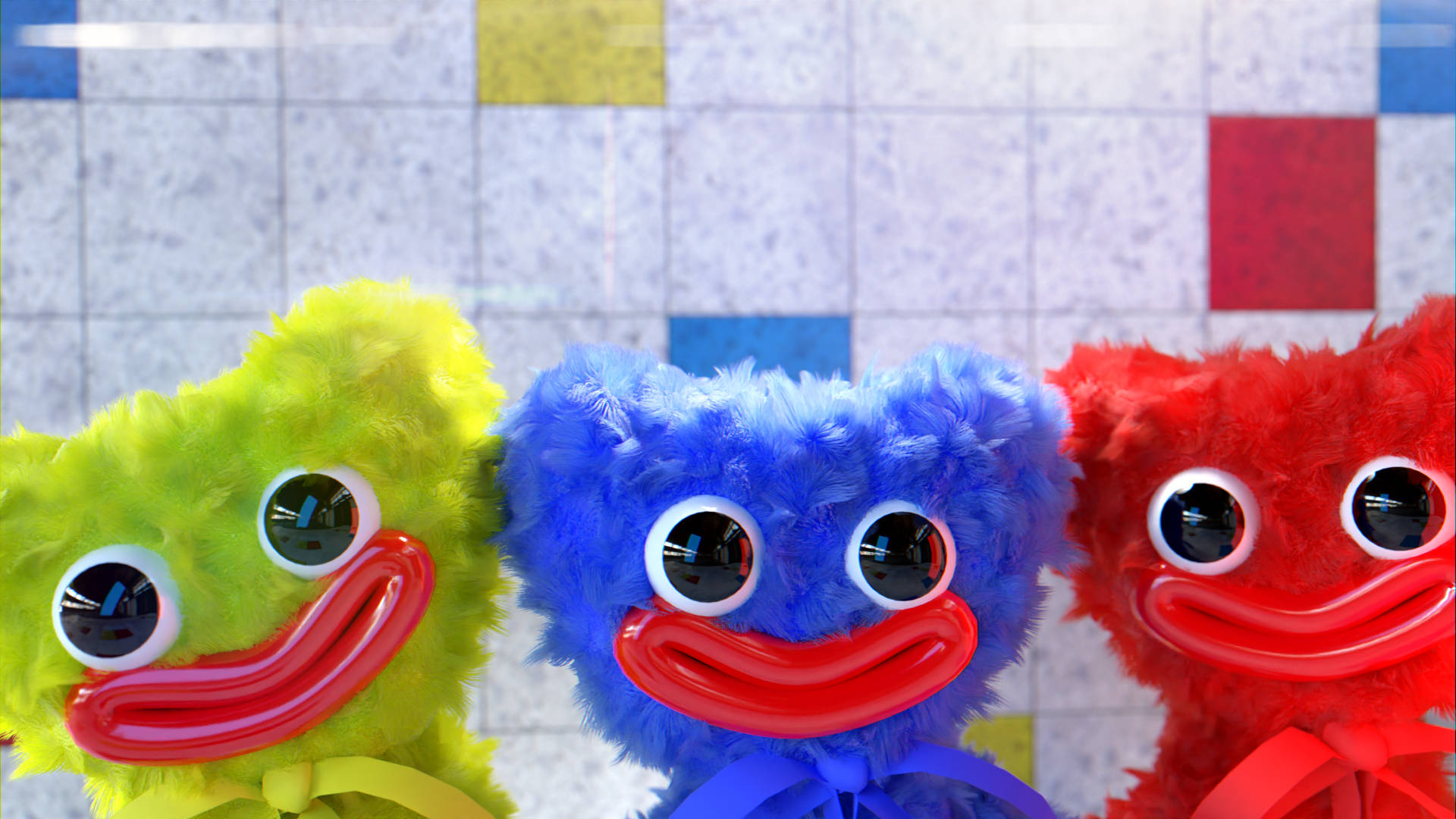 Huggy Wuggy Three Dolls Background