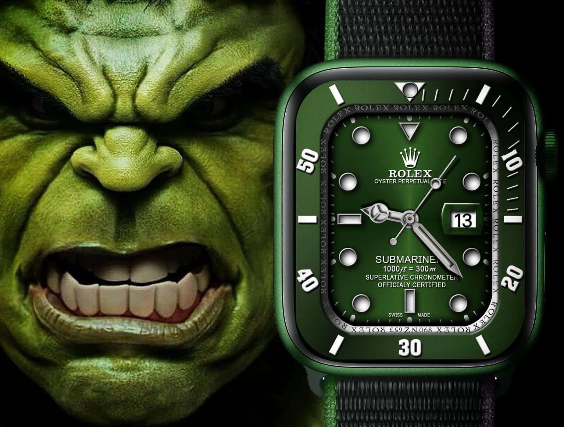 Hulk Faceand Green Rolex Watch