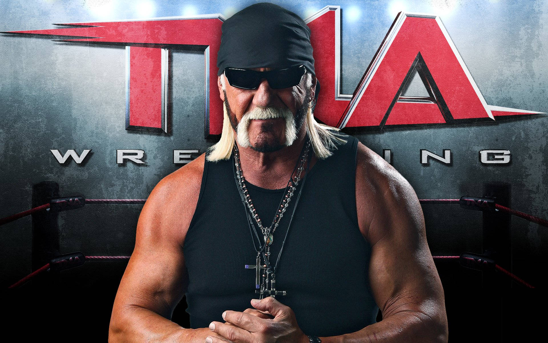 Hulk Hogan Wearing Black Bandana Background
