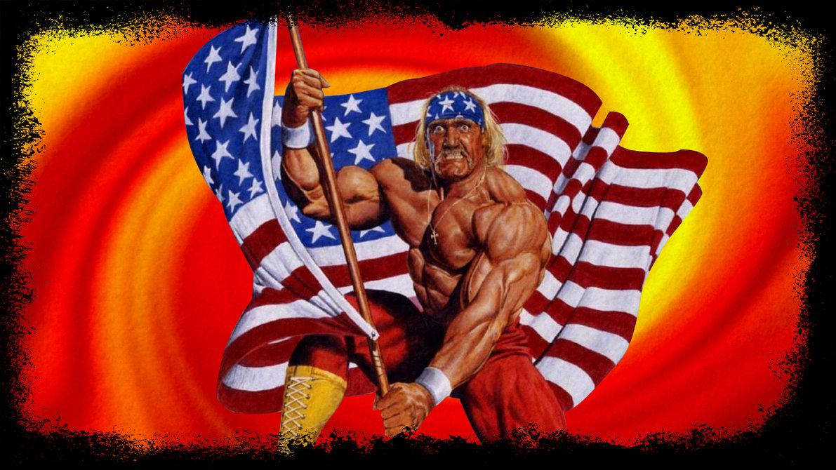 Hulk Hogan Wrestling Superstar With Flag Background