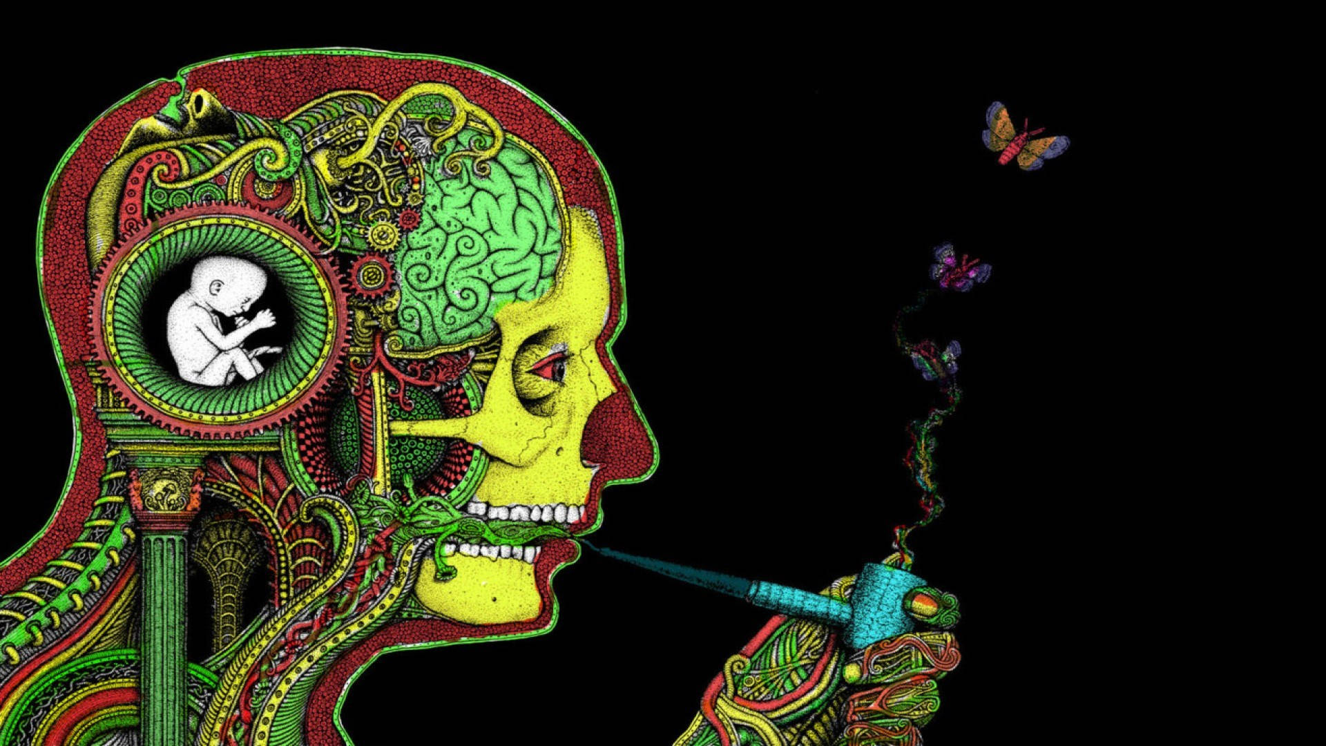 Human Anatomy Specimen Pipe Smoking Dope Laptop Background