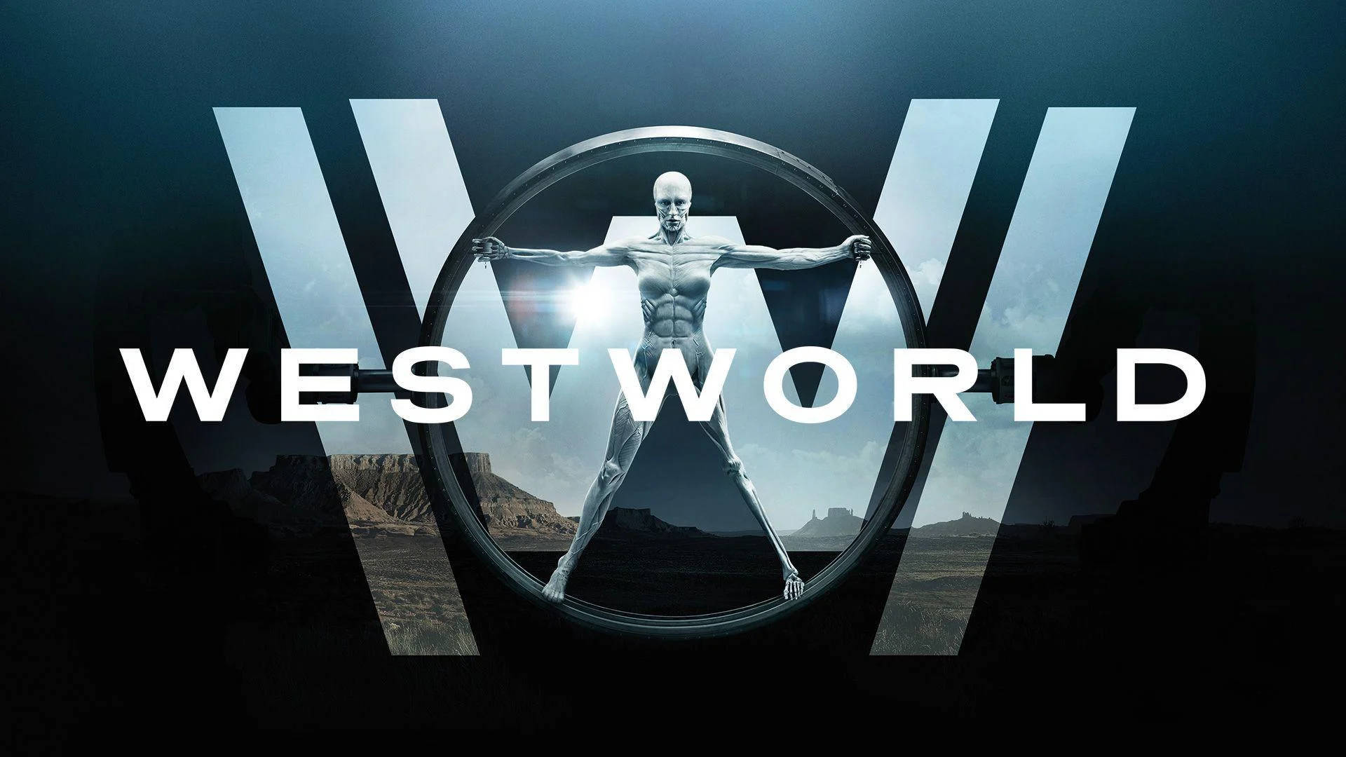 Human Sculpture With Westworld Logo Background