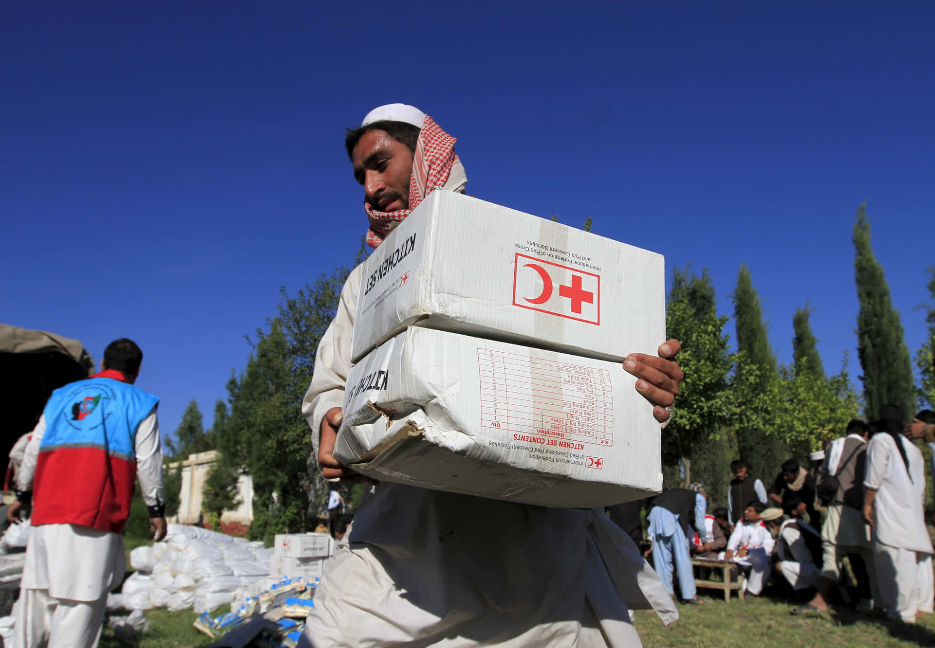 Humanitarian Worker In Action Background