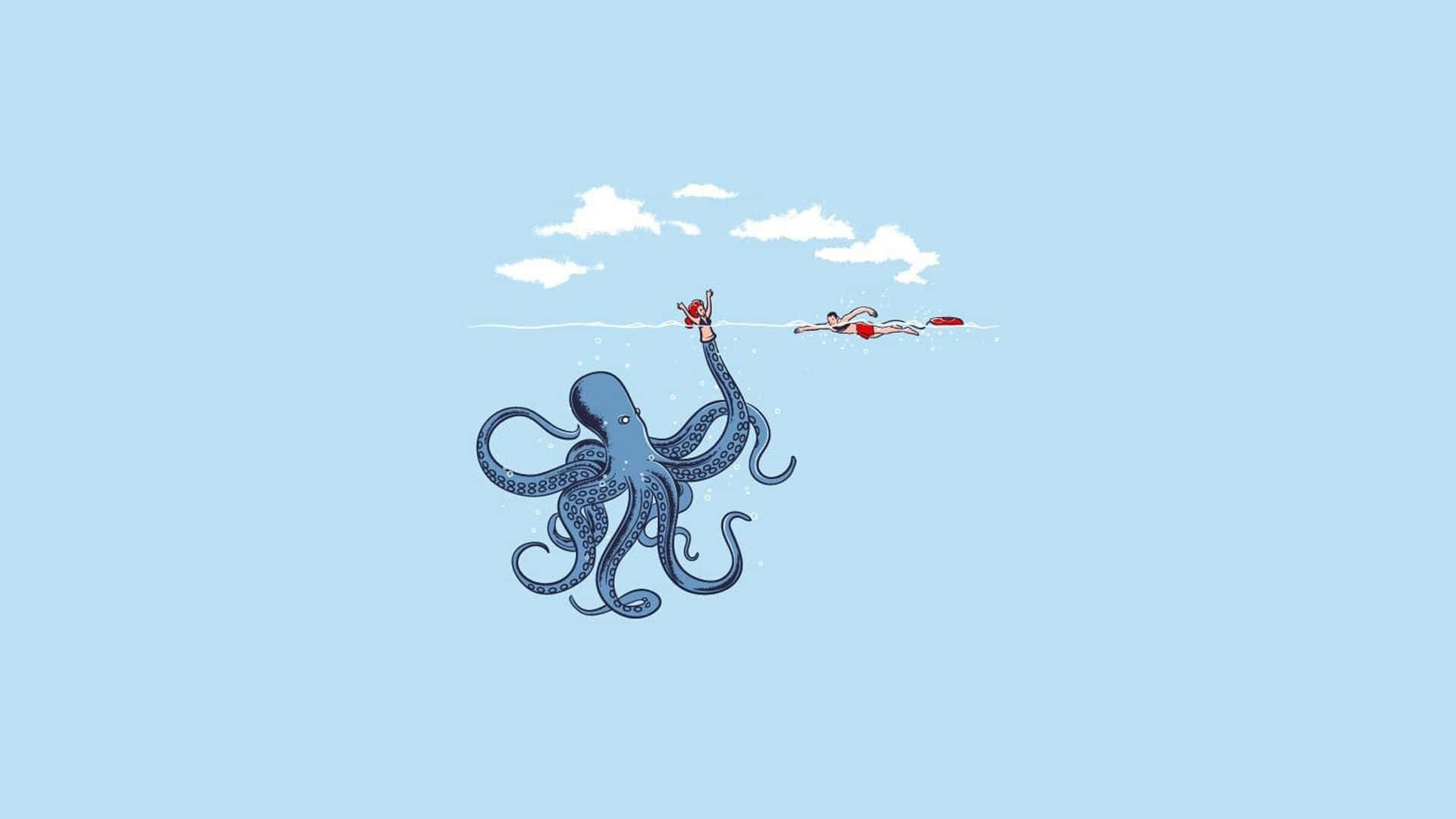 Humans Kraken Funny Simple Desktop Background