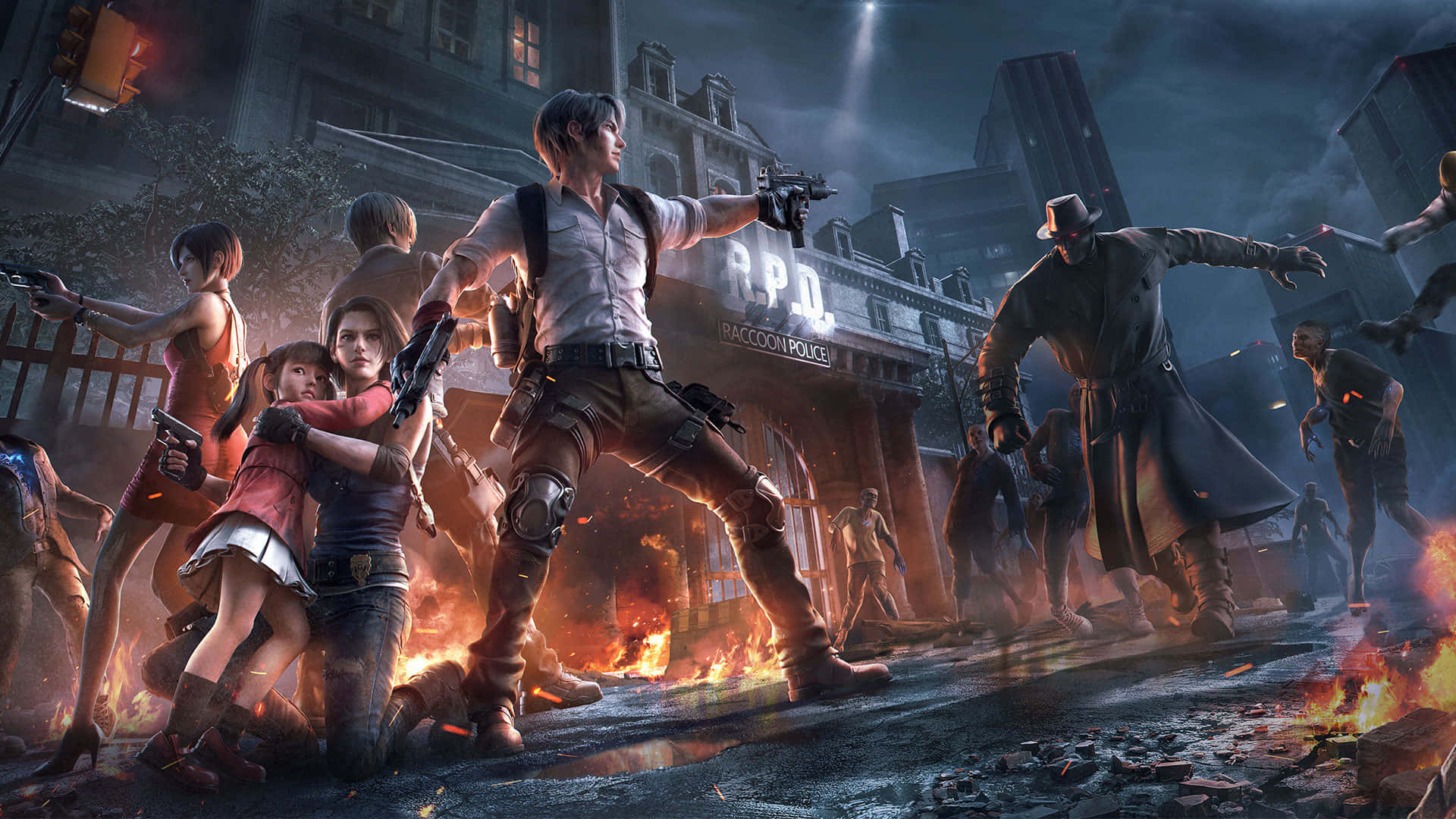 Humans Versus Zombies In Resident Evil Background