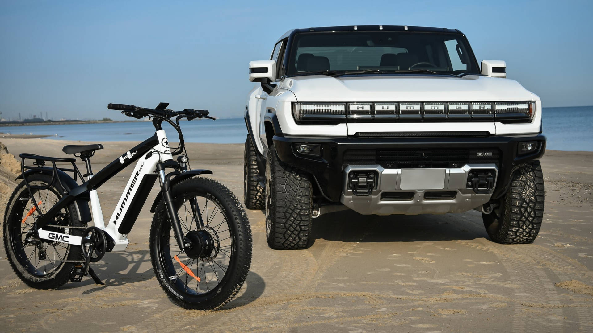 Hummer Suv And Bike Background