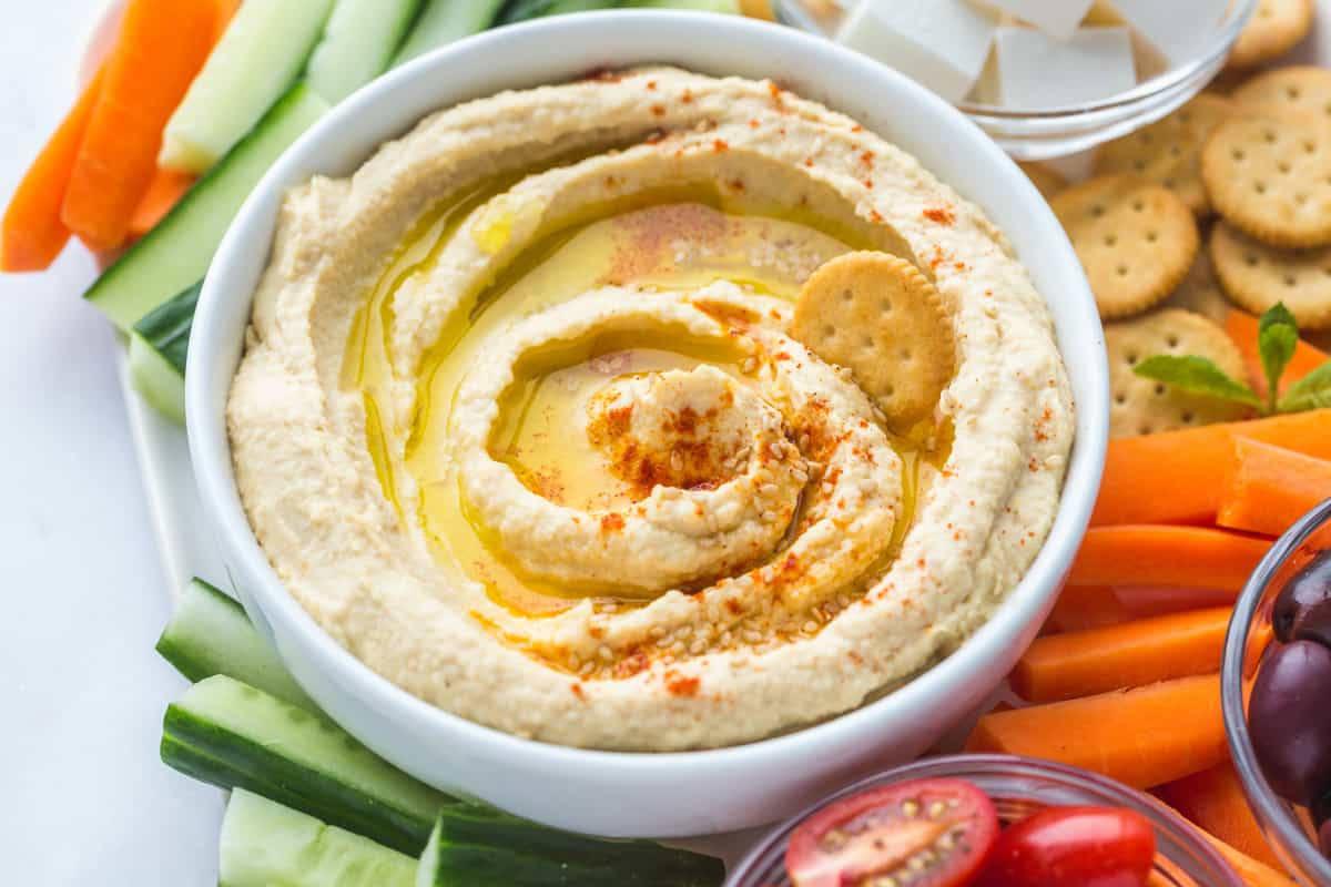 Hummus Bowl With Vegetables Background