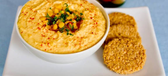 Hummus Plate With Crackers Background