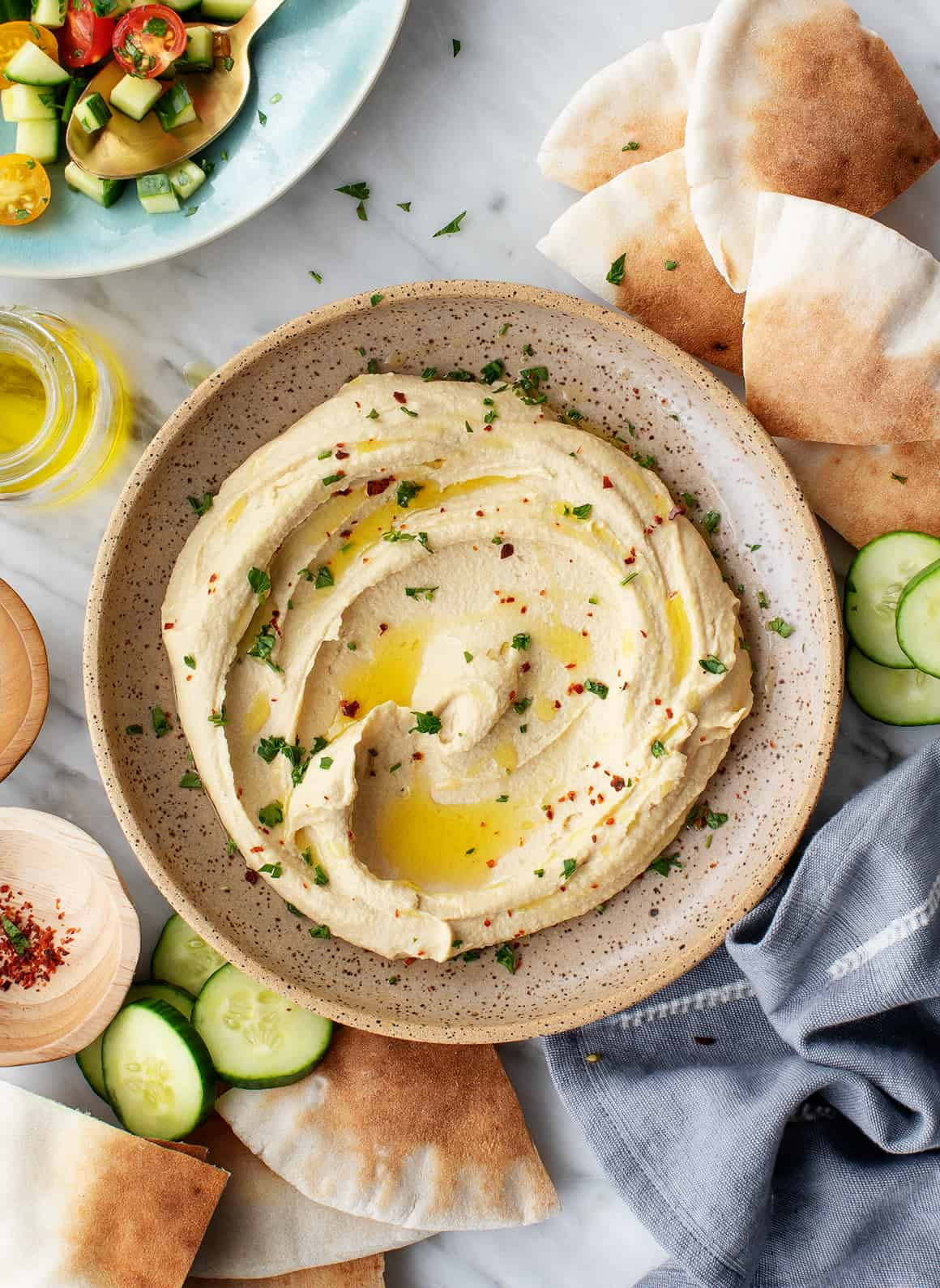 Hummus With Other Kitchen Ingredients Background