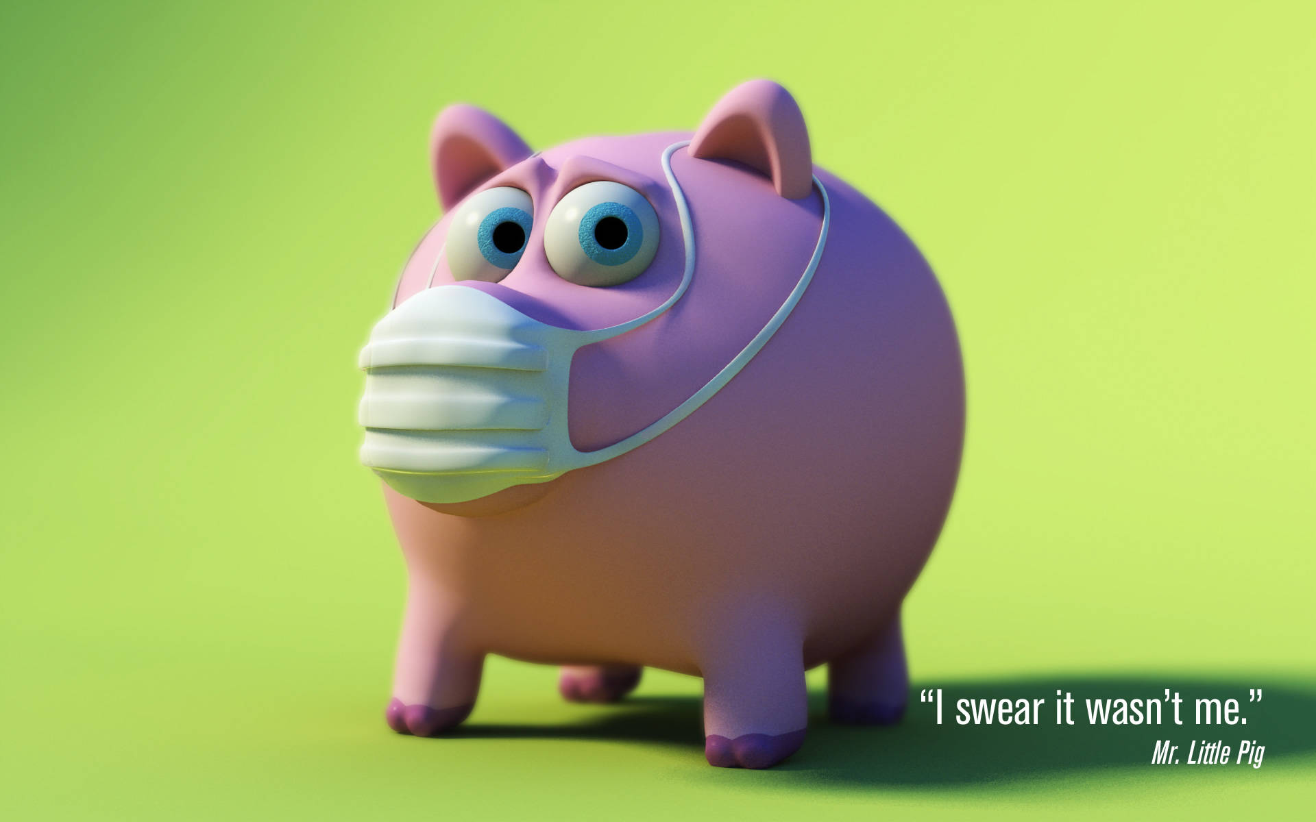 Humor Pig Wearing Mask Background