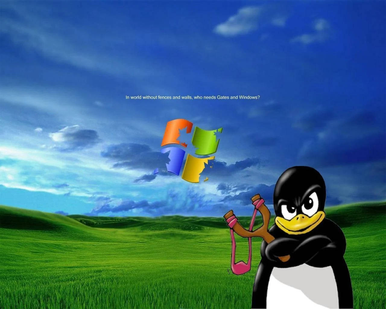 Humurous Tux Linux Desktop Graphic Design