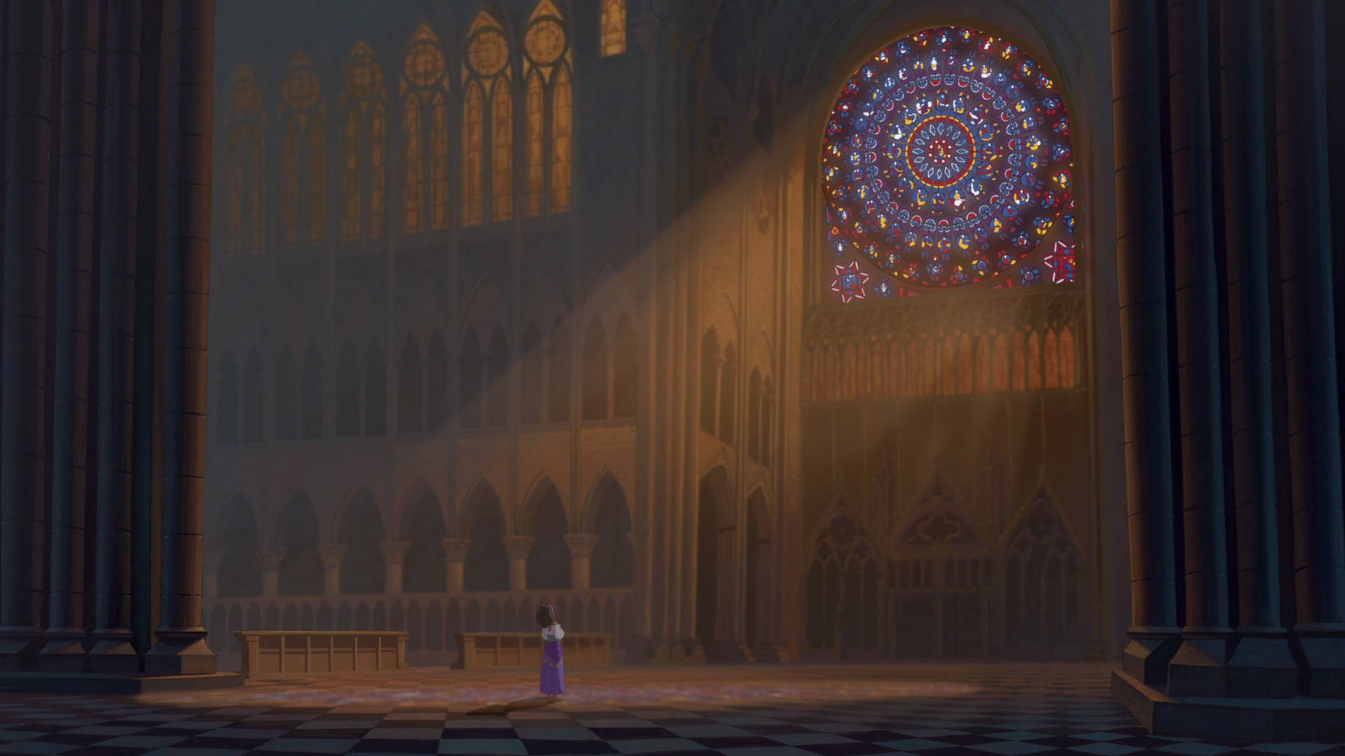 Hunchback Of Notre Dame Esmeralda In Church Background