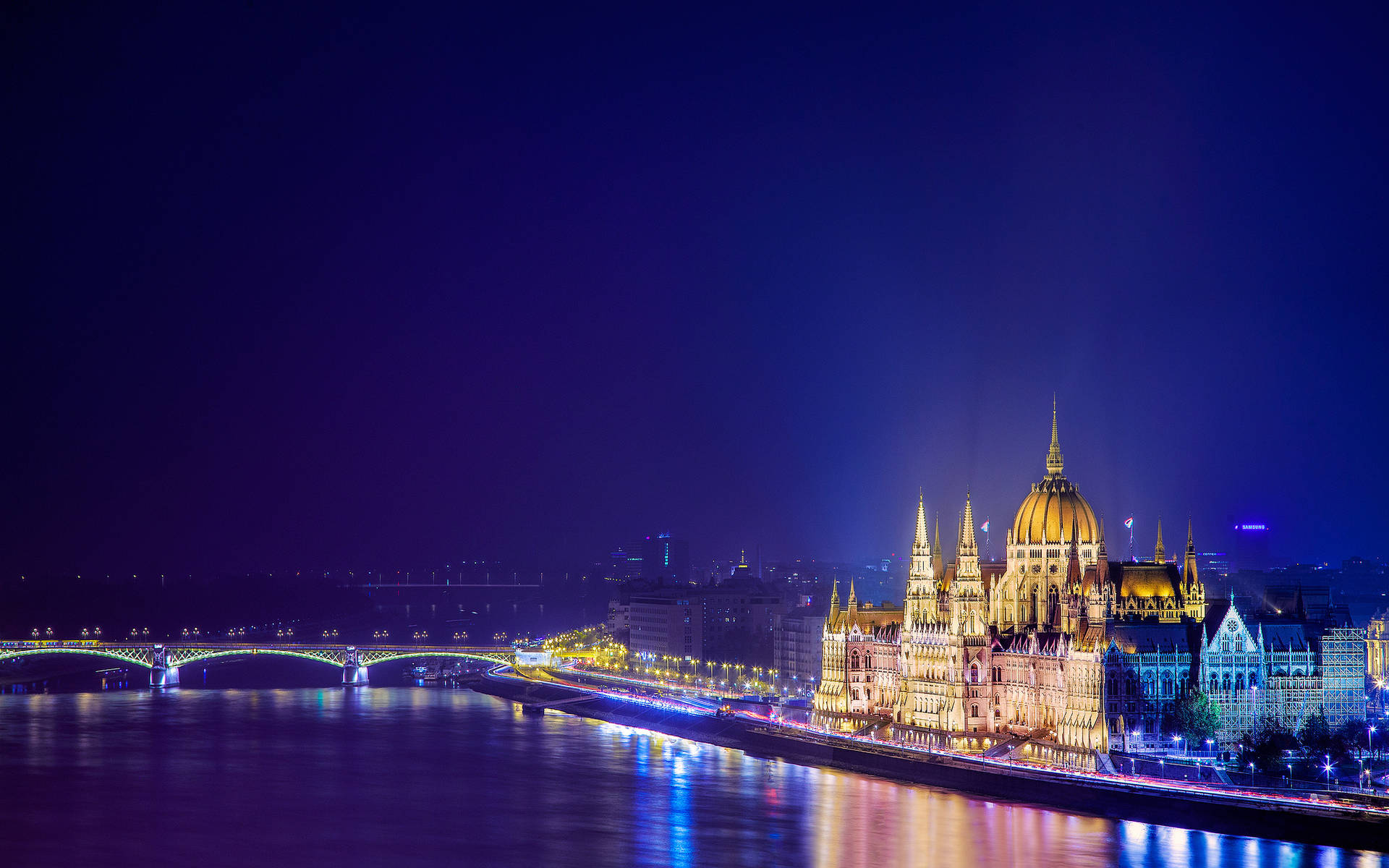 Hungarian Parliament Building At Night Background