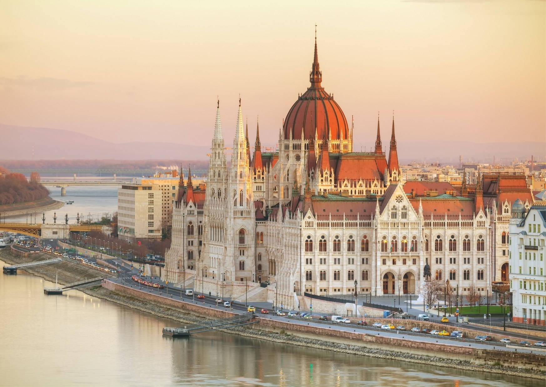 Hungary's Parliament Building Is Seen From The River Background